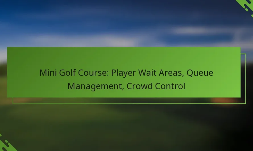 Mini golfa laukums: spēlētāju gaidīšanas zonas, rindas pārvaldība, pūļa kontrole
