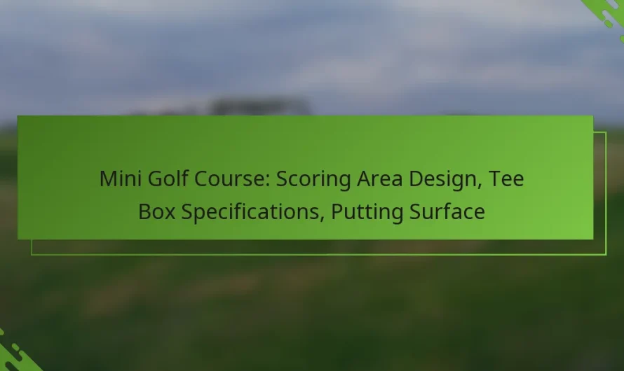 Mini golfa laukums: punktu skaitīšanas zonas dizains, tee kastes specifikācijas, putting virsma