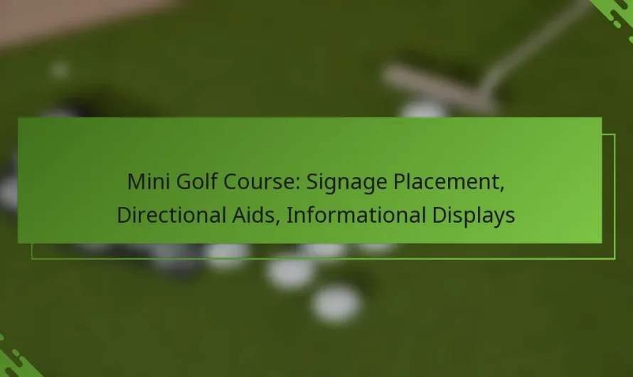 Mini golfa laukums: norādes izvietojums, virziena palīglīdzekļi, informatīvie displeji